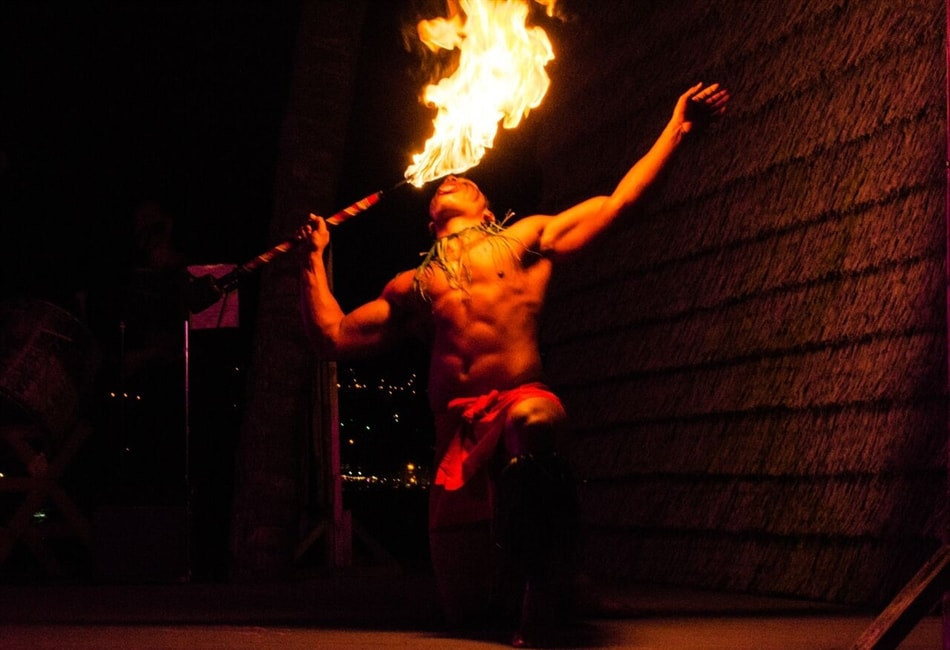 Fire performer at Island Breeze Luau
